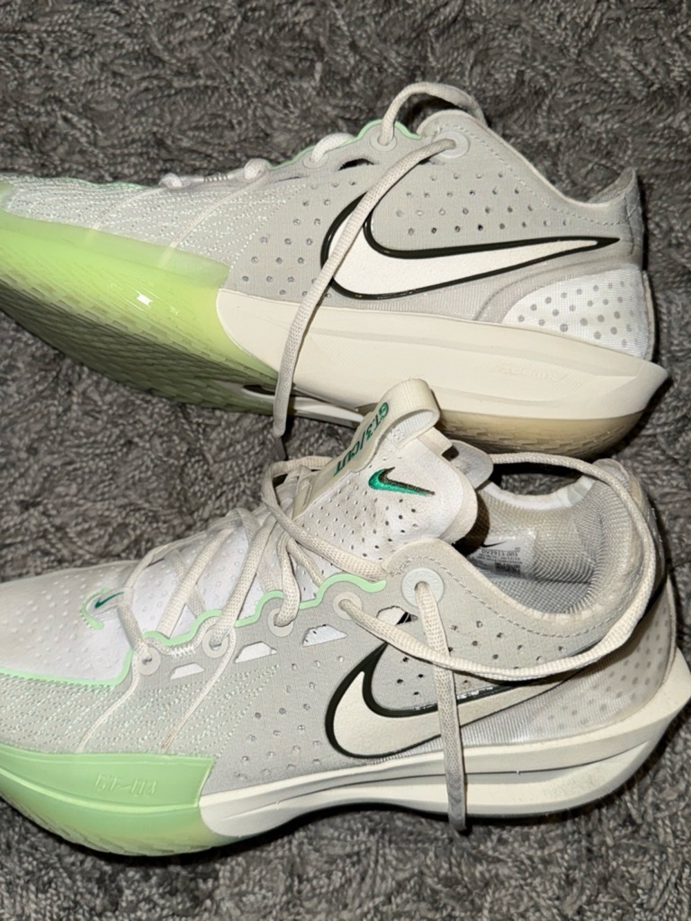 Nike White and Mint Green Men’s GT CUT Basketball shoes